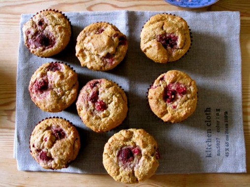 Raspberry orange almond muffins with sprouted flour