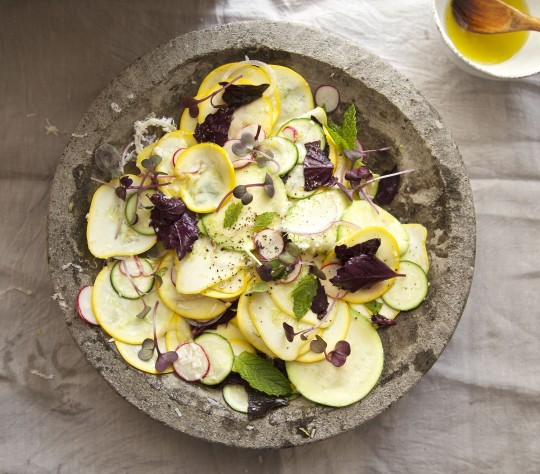 Summer squash salad with radishes, Manchego, and lemon vinaigrette