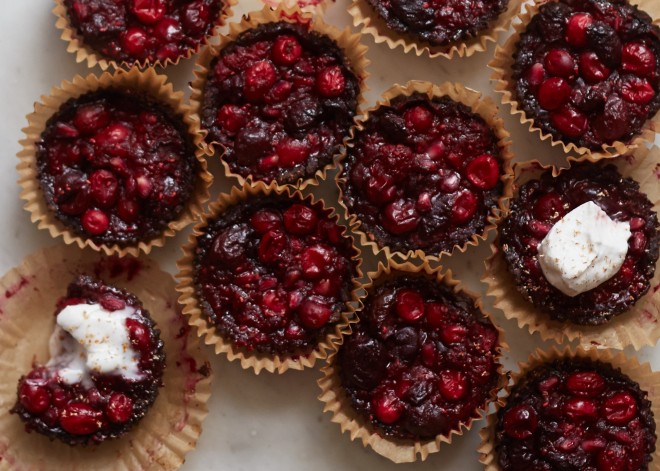 spiced red fruit tartlets close up