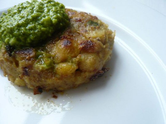Curried chickpea cakes with cilantro coconut chutney