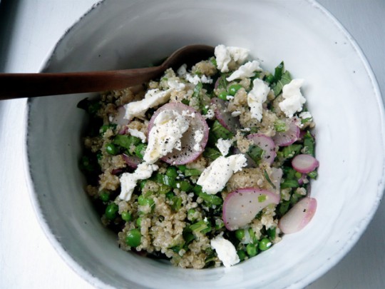 Spring quinoa with radishes, peas and mint