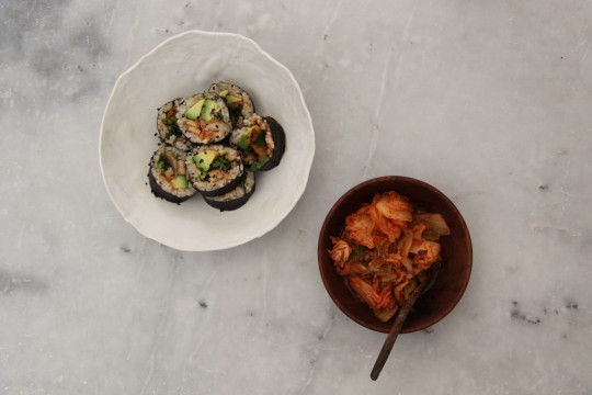 Kimchi, tempeh and avocado nori rolls-Fabulous Fermentation Week